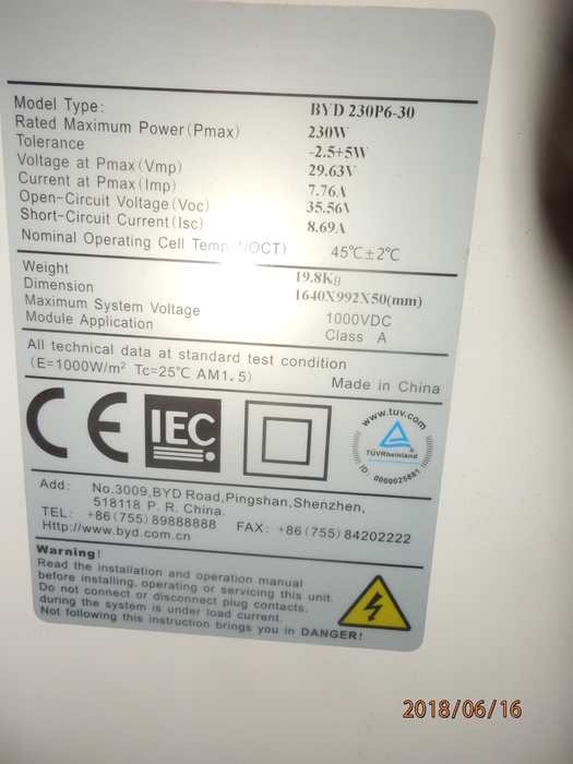 PV-Module - BYD - BYD 230P6-30 - 230Wp - Poly - Secondsol
