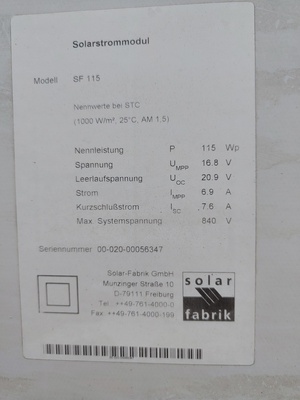 Solar Fabrik — SF 115