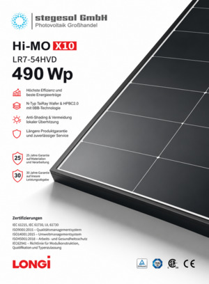   LONGI Solar  — LONGi LR7-54HVD-490M 
