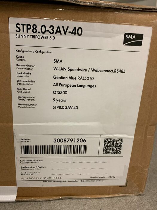 Inverter SMA STP8 0 3AV 40 String Secondsol inverter-sma-stp8-0-3av-40-string-secondsol