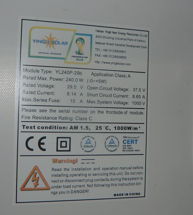 Solar Panel Yl240p 29b 240wp Poly Secondsol