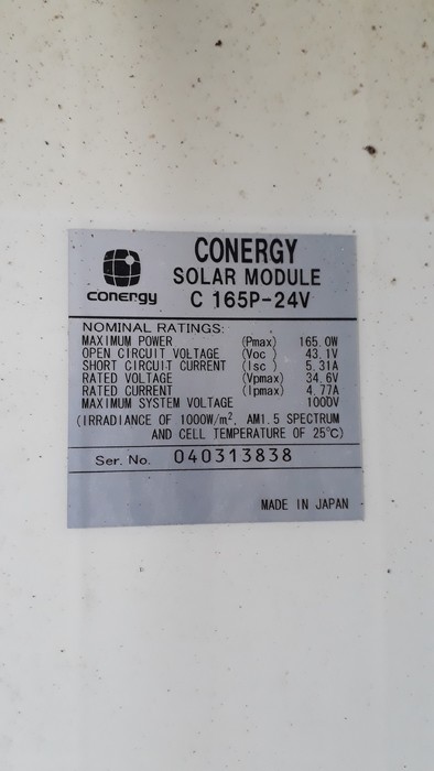 Solar Panel - Conergy - C 165P 24V - 165Wp - Poly - Secondsol
