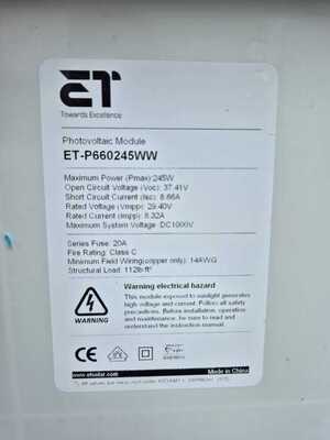 ET Solar — ET-P660245WW