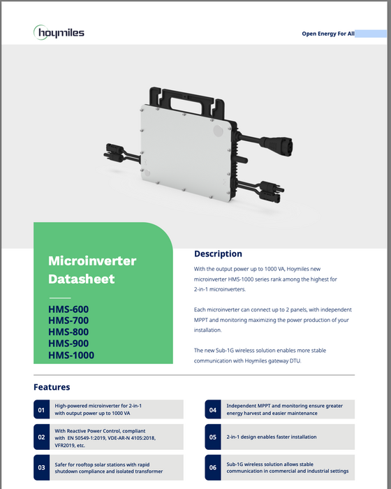 Hoymiles HM-300 Micro-Onduleur - Convertisseur Solaire MI-300-1 Pour Installation Domestique
